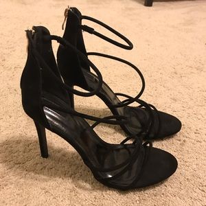 Strappy black heels